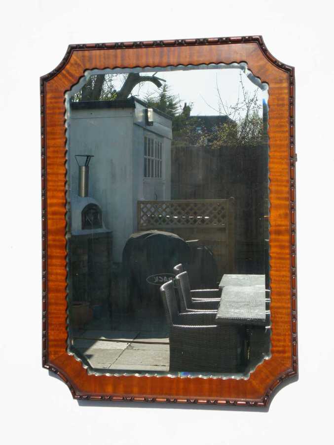 Antique Early 20th c   rectangular Mahogany overmantle mirror (89 c m x 63 cm)