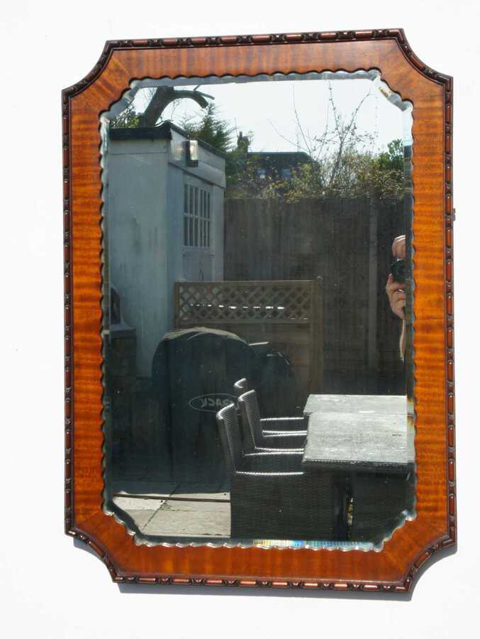 Antique Early 20th c   rectangular Mahogany overmantle mirror (89 c m x 63 cm)