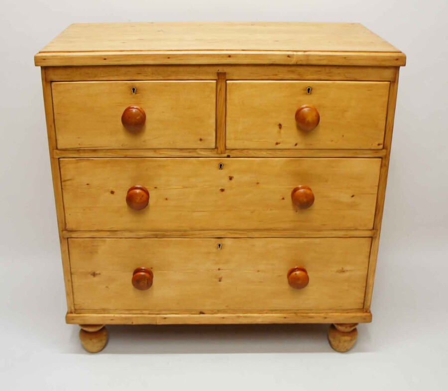 Victorian  pine chest of drawers 2 over 2  refurbished