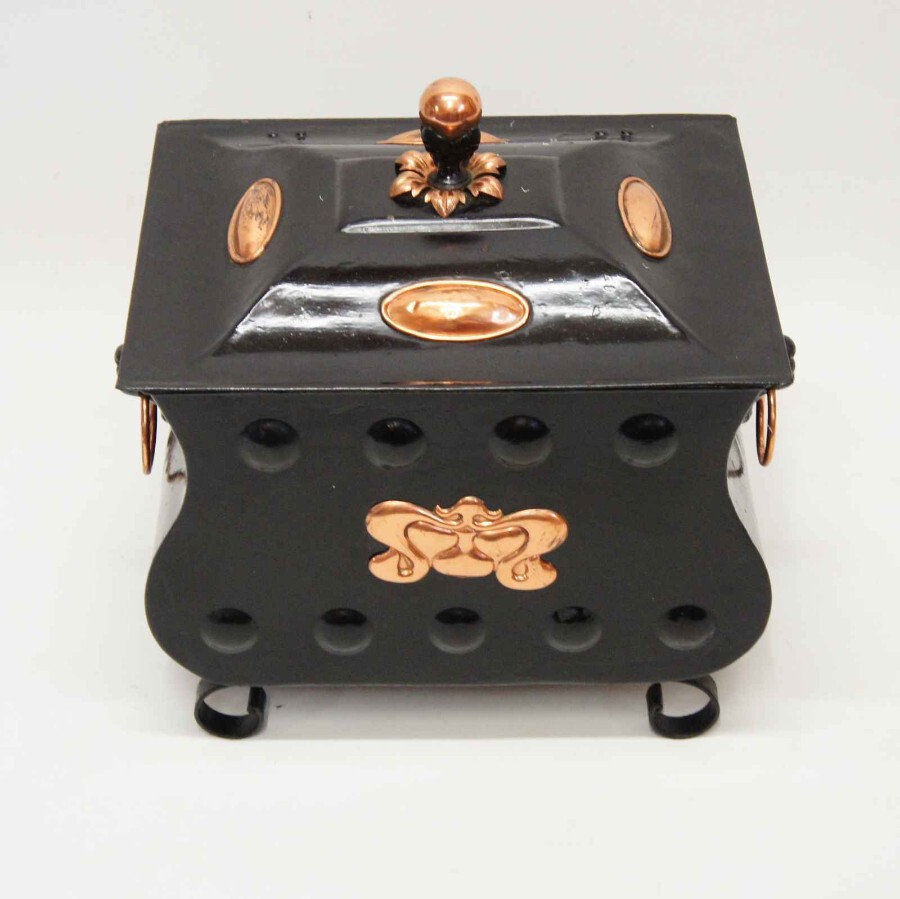 Victorian  Art Nouveau  toleware  coal  box 