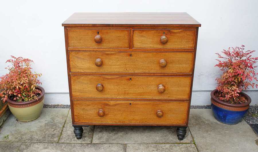 Large mid Victorian Mahogany chest of drawers 2 over 3, high feet refurbished