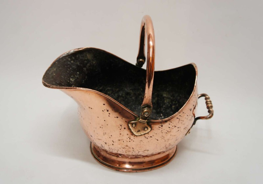 Victorian dovetail seamed copper coal scuttle