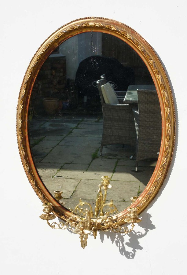 Early Victorian oval Girondole mirror 84cm x 63 cm