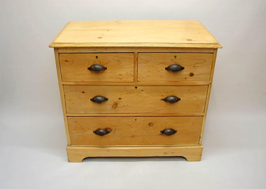 Small Victorian pine chest of drawers, refurbished rustic, VGC