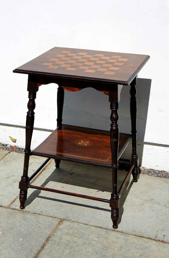 Victorian inlaid Rosewood/Mahogany 2 tier Chess, occasional or games table