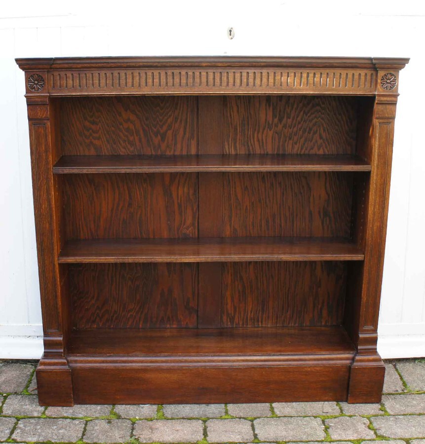 Victorian Oak open bookcase adjustable shelves
