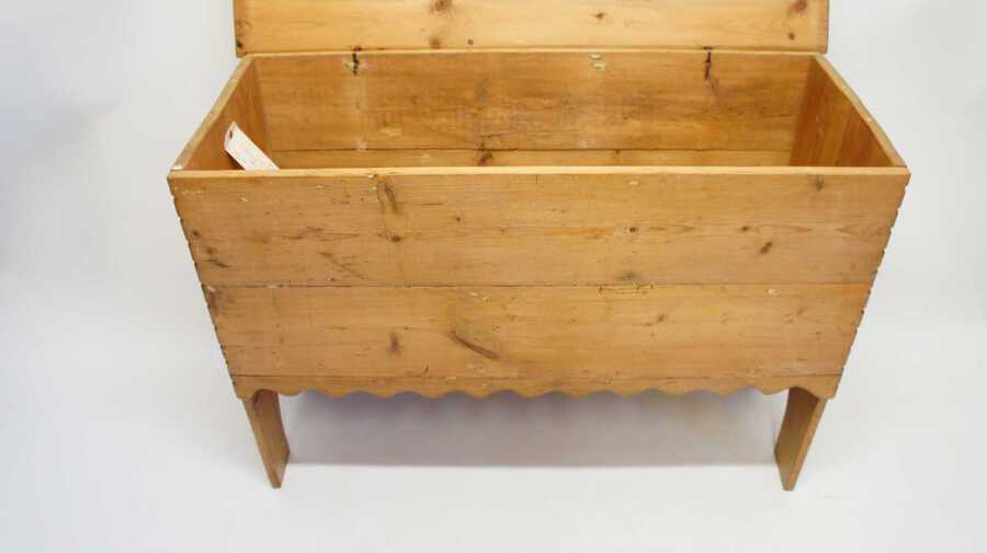 19th c  pine blanket box or chest on  stile ends
