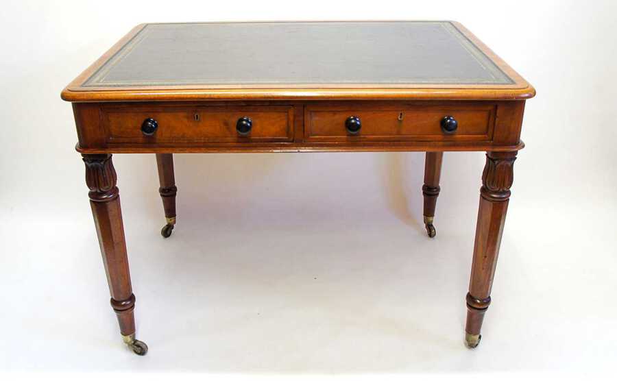 Good quality George IV Mahogany twin drawer, free standing writing table