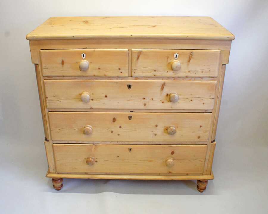 Large Victorian  pine chest of drawers  2 over 3, fully refurbished