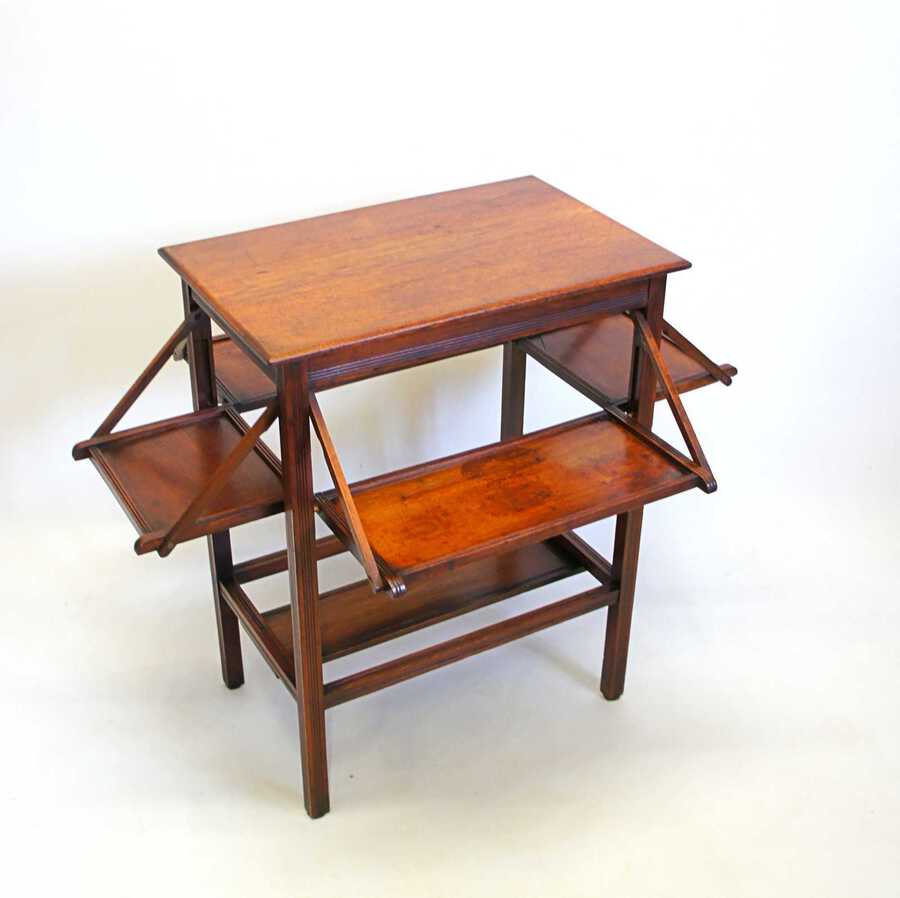 Edwardian Walnut  campaign inspired tea table with folding sides