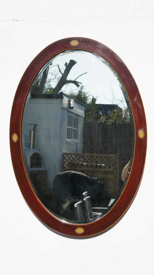 Edwardian faux Rosewood  oval  overmantle mirror 85 cm x 60 cm