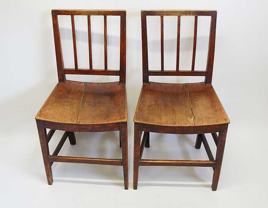 Pair of Early Victorian Oak country chairs or vernacular chairs