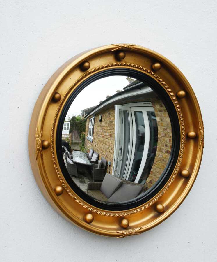 Art Deco Regency style convex porthole  mirror