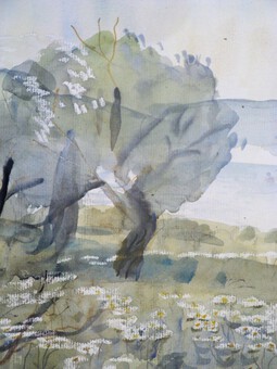 Antique Original Watercolour 'Morning Light, Corfu' 1986 by Elizabeth Scott-Moore