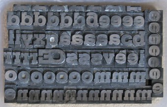 Antique Qty. of Antique Lead Printing Press Typeset Letters from the Gustave Mayeur Foundry