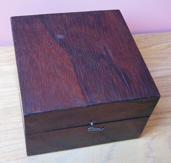 Antique 19thC Rosewood Veneered Box with Cut-Glass Scent Bottles