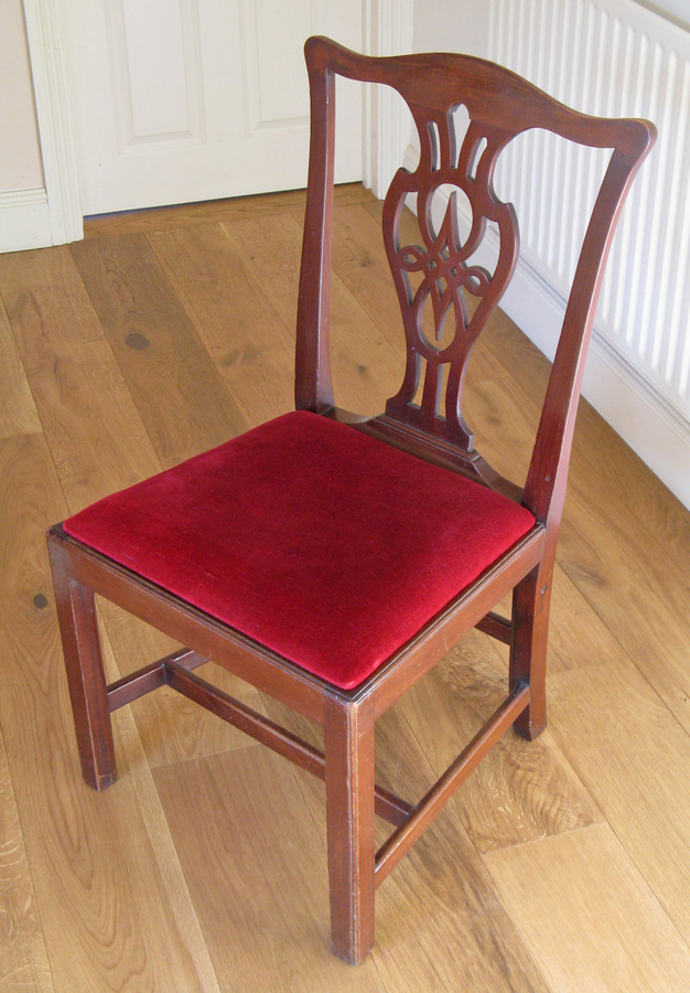 Antique Late 19thC Mahogany Chippendale Style Chair with Drop-In Seat