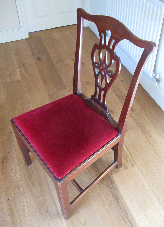 Antique Late 19thC Mahogany Chippendale Style Chair with Drop-In Seat