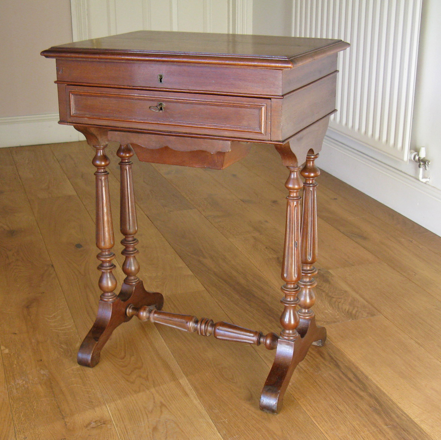 19thC French Mahogany Work Table or 'Poudreuse'