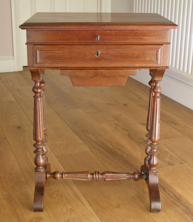 Antique 19thC French Mahogany Work Table or 'Poudreuse'