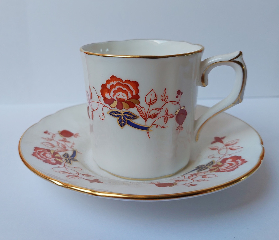 Antique Late 20thC Royal Crown Derby 'Bali' Coffee Can & Saucer