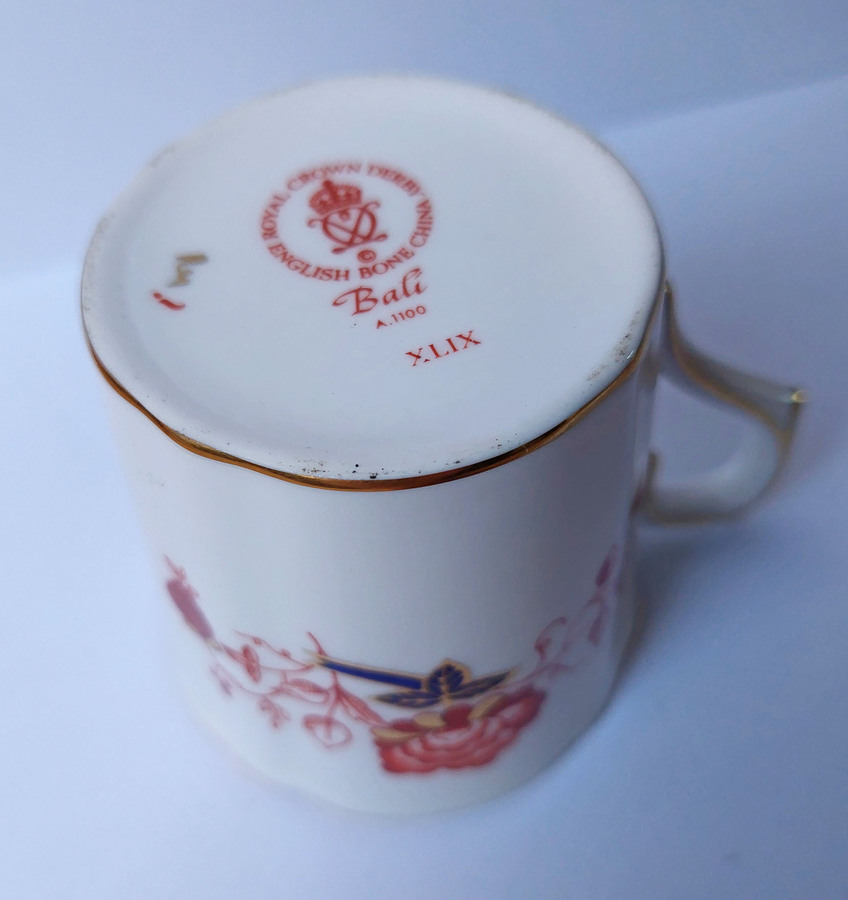 Antique Late 20thC Royal Crown Derby 'Bali' Coffee Can & Saucer