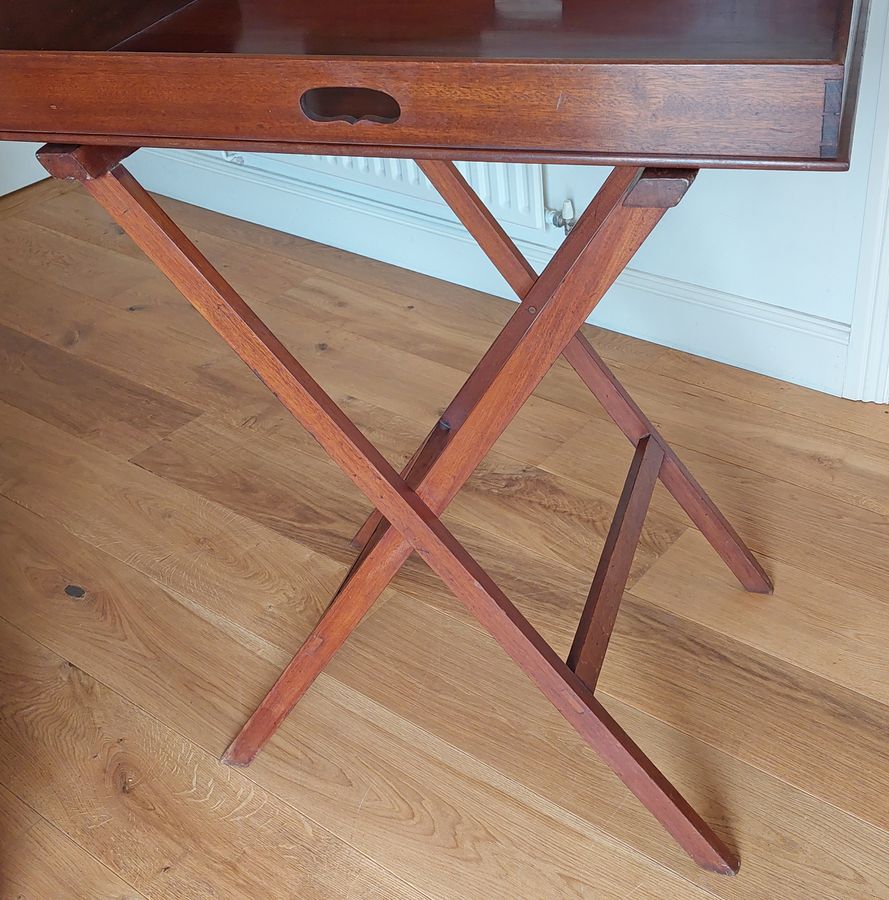 Antique 19th Century Mahogany Butler's Tray on Folding Stand