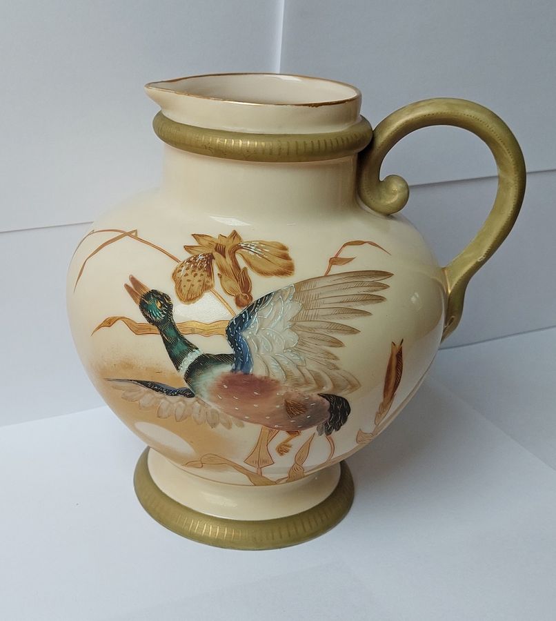 Late 19thC Glazed & Hand-Decorated Parian Ware Jug