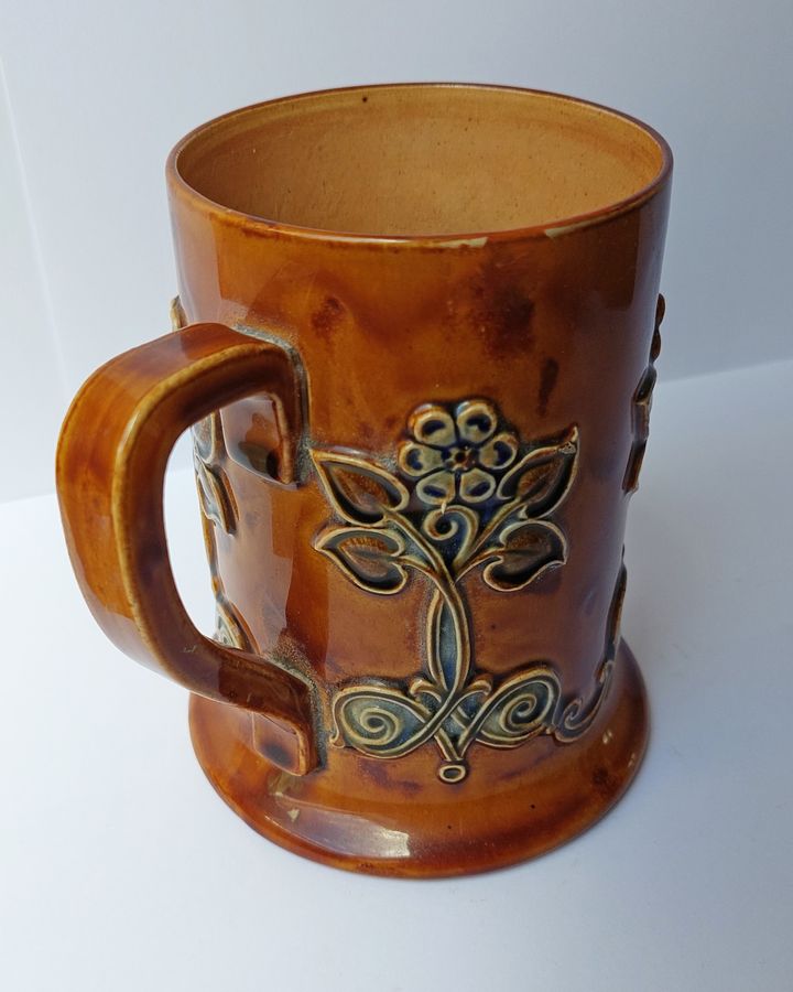 Antique Early 20thC Royal Doulton Relief Decorated Stoneware Tankard