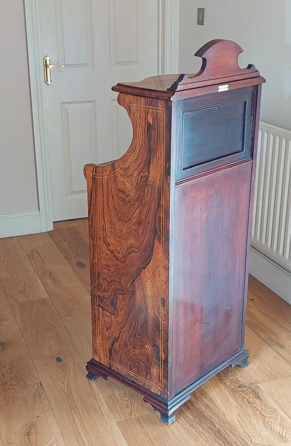 Antique Late Victorian Rosewood & Marquetry Inlaid Music Cabinet