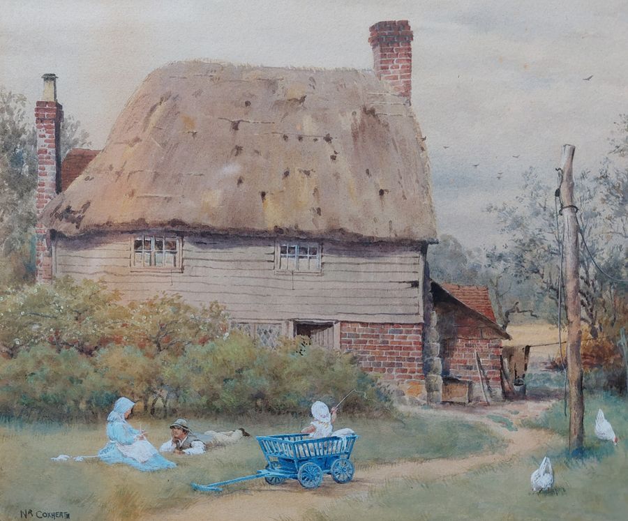 Antique Original Victorian Watercolour of Cottage near Coxheath, Kent by A T Nash