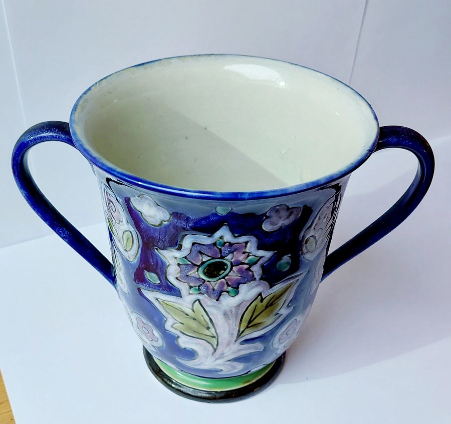 Antique Late Victorian Doulton 2-Handled Stoneware Vase by Bessie Newbery