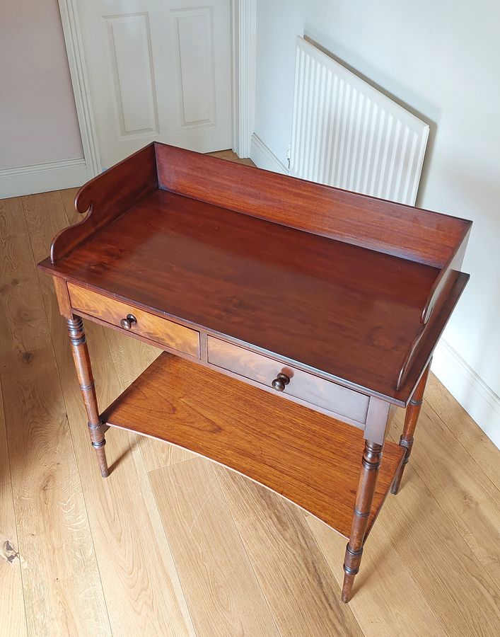 Antique 19thC Mahogany Washstand with 3/4 Gallery Top & Under Tier