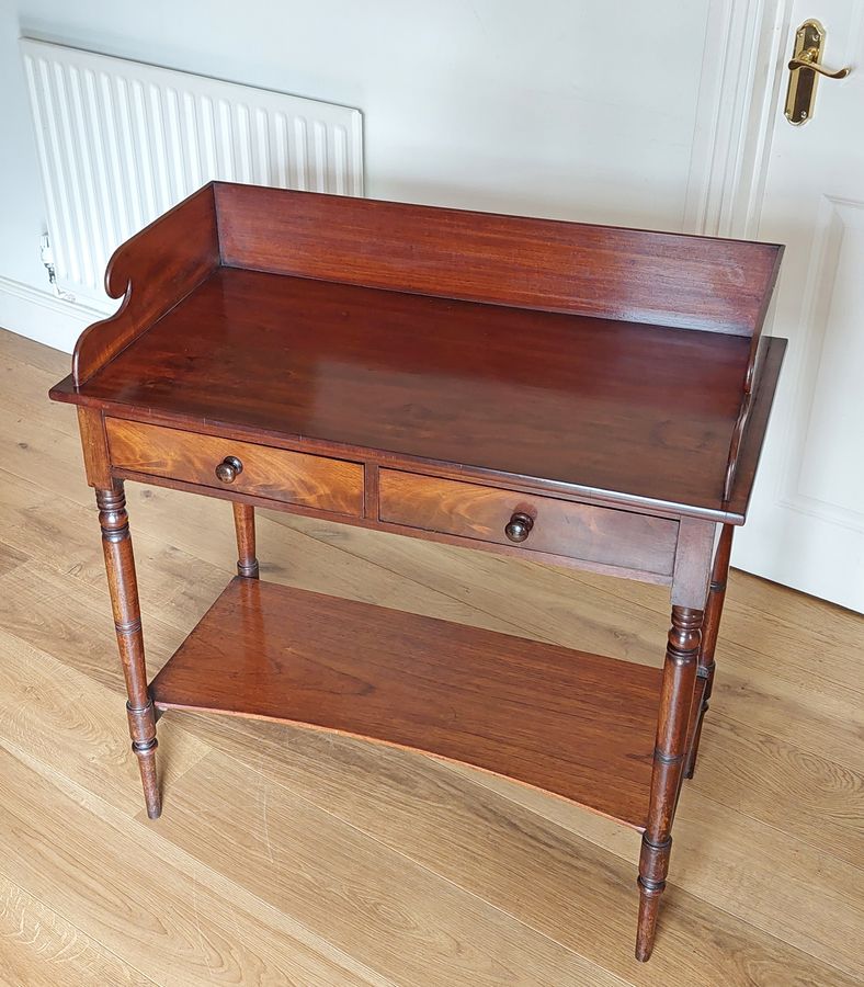 Antique 19thC Mahogany Washstand with 3/4 Gallery Top & Under Tier