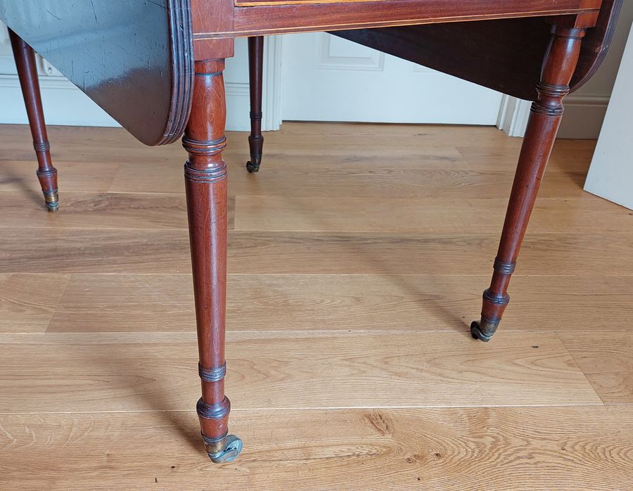 Antique Regency Mahogany 2-Drawer Pembroke Table with Fitted Caddy