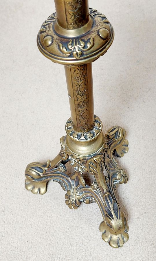 Antique Pair of 19thC French Brass Pricket Candlesticks