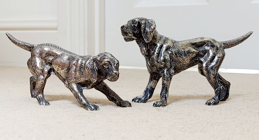 Pair of Early 20thC Silver Plated Gun Dog Figurines