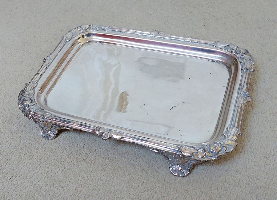 Edwardian Silver Plated Footed Letter or Card Tray