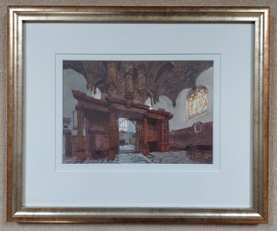 Original Watercolour of Brasenose College Chapel, Oxford by John Newberry