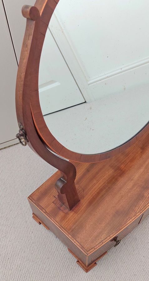 Antique 19thC Mahogany Bow-Fronted Swing Dressing Mirror