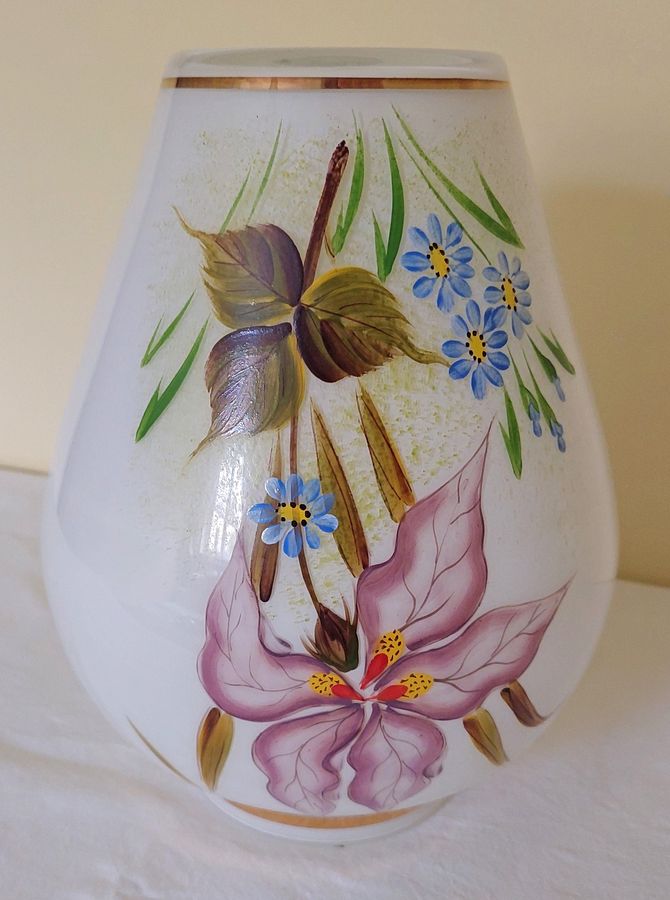 Antique Late 19thC French? Hand-Decorated Opaline Glass Lidded Jar