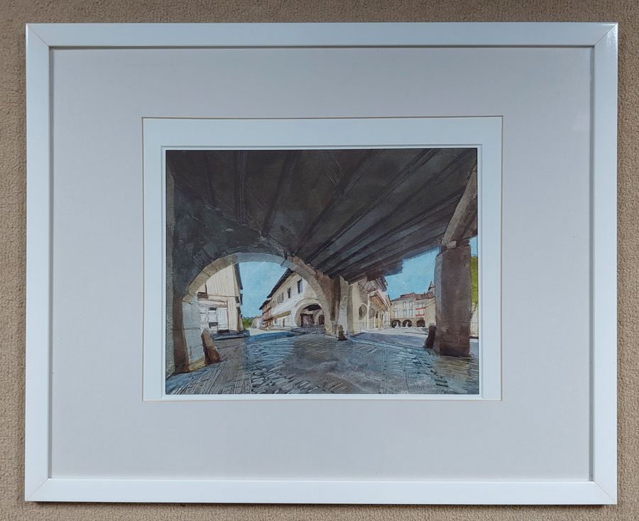 Original Watercolour 'Les Arcades, Ste. Foy la Grande' by John Newberry