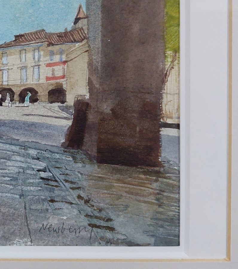 Antique Original Watercolour 'Les Arcades, Ste. Foy la Grande' by John Newberry