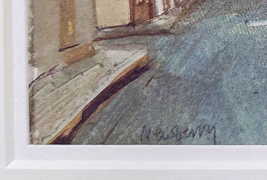 Antique Original Watercolour 'Rue des Freres Recluse, Ste. Foy la Grande' by John Newberry