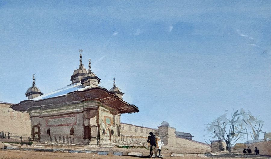 Antique Original Watercolour 'Sultan Ahmet Fountain, Istanbul' by John Newberry