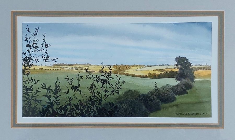 Antique Original Watercolour of English Rural Landscape by Patrick Oxenham