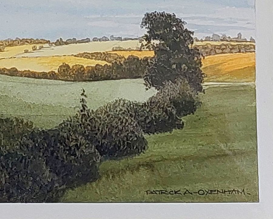 Antique Original Watercolour of English Rural Landscape by Patrick Oxenham