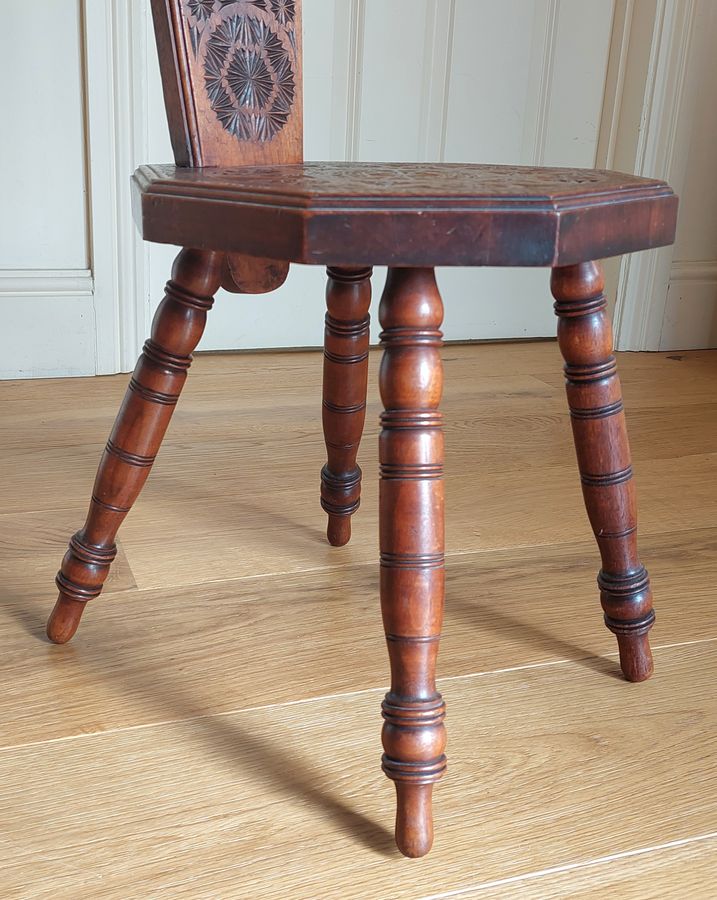 Antique Early 1900s Chip-Carved Mahogany? Spinning Chair