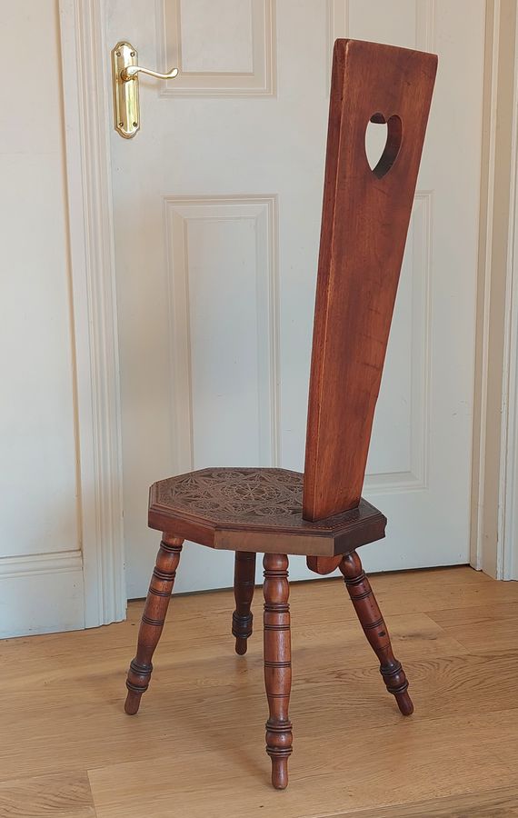 Antique Early 1900s Chip-Carved Mahogany? Spinning Chair