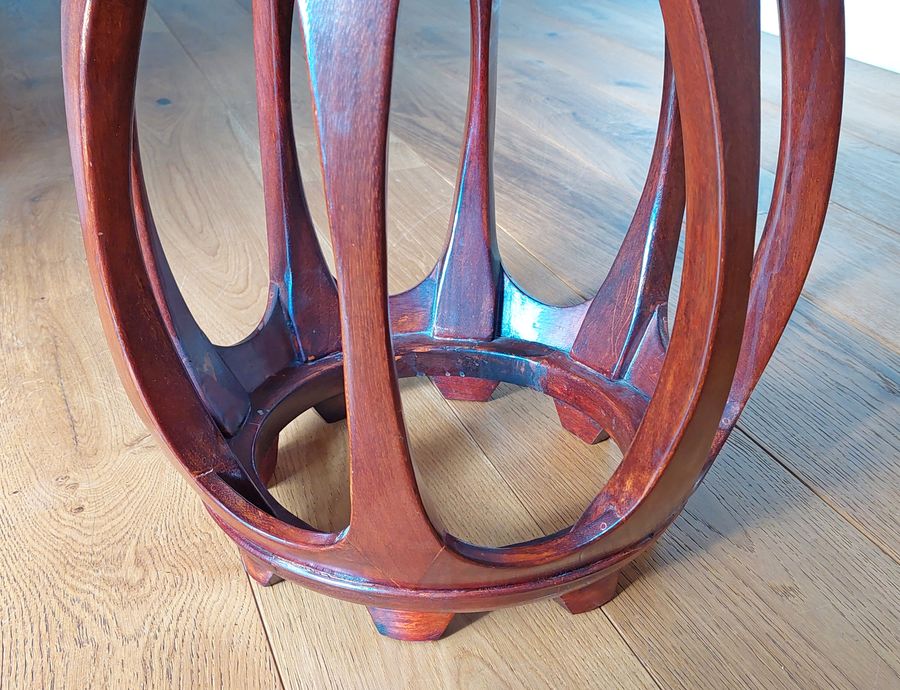 Antique Pair of Vintage Chinese Hardwood Barrel Shaped Low Tables